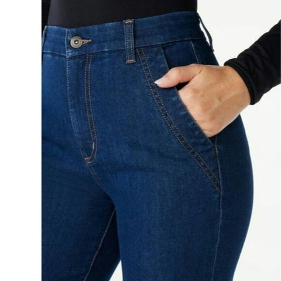Sophia Jeans by Sophia Vergara Blue Denim Trouser Flare High Rise Jeans Size 12 - Picture 6 of 16